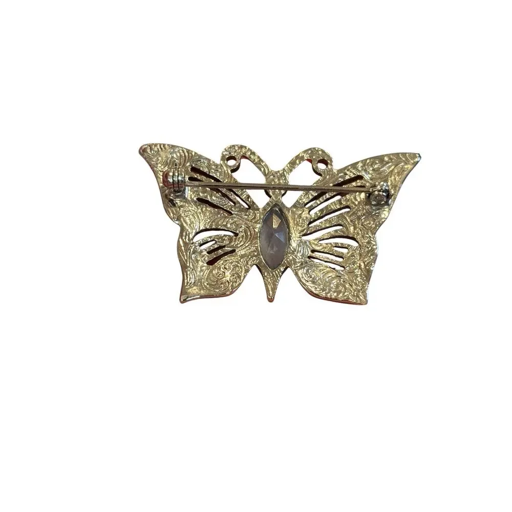 Blue Rhinestone Butterfly Brooch 1928 Jewelry Co Fairycore Statement Pin